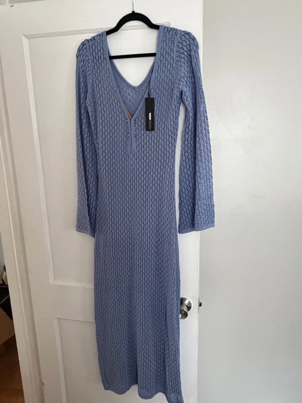 Fashion Nova Blue Amaya Crochet Maxi Dress - Picture 3 of 5